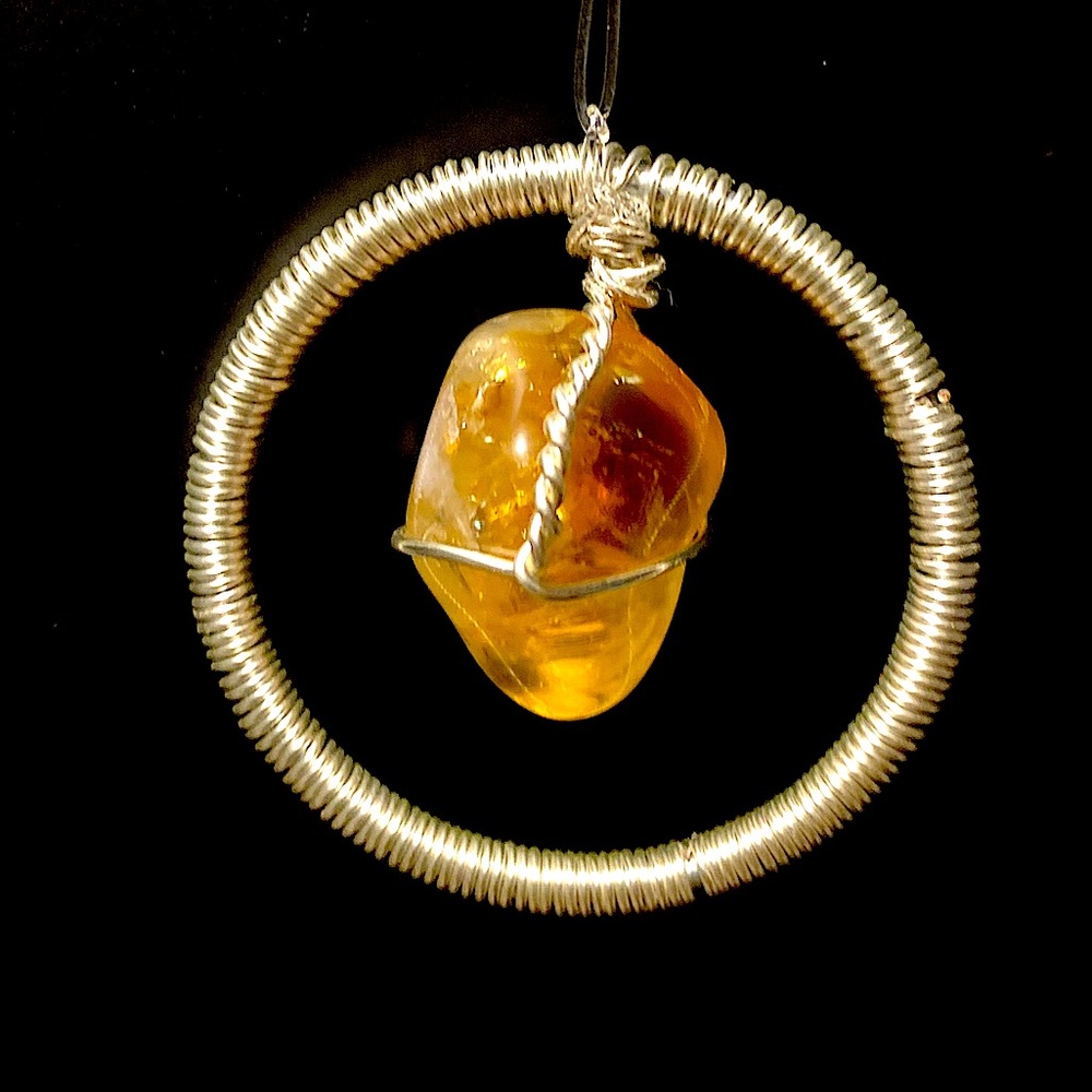 Citrine Healing Crystal Rear View Mirror Hanger